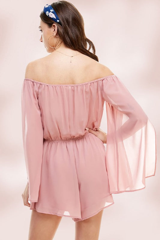 Solid Cold Shoulder Long Sleeves Romper