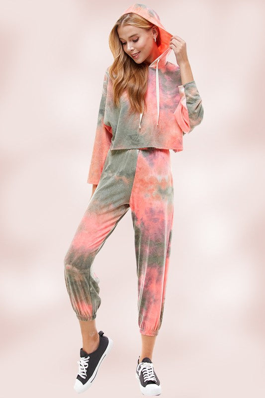 JOGGERS SETS TIE DYED HOODIE JOGGER PANT SET