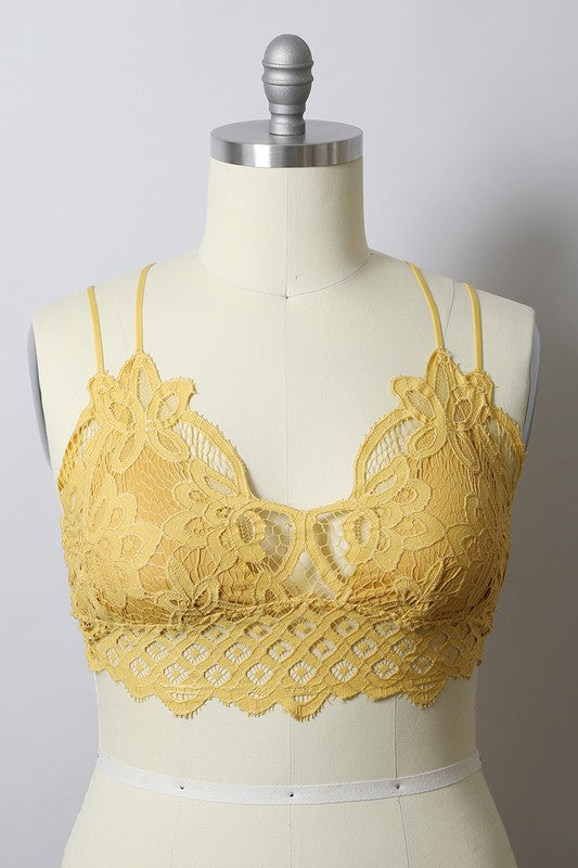 X Large Padded Crochet Lace Longline Bralette