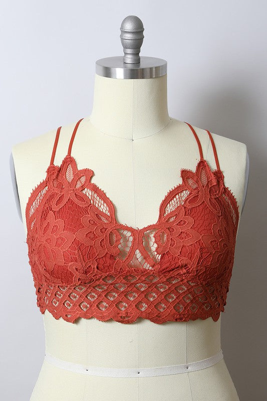 X Large Padded Crochet Lace Longline Bralette