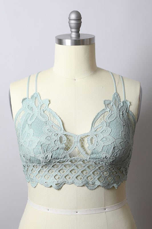 X Large Padded Crochet Lace Longline Bralette