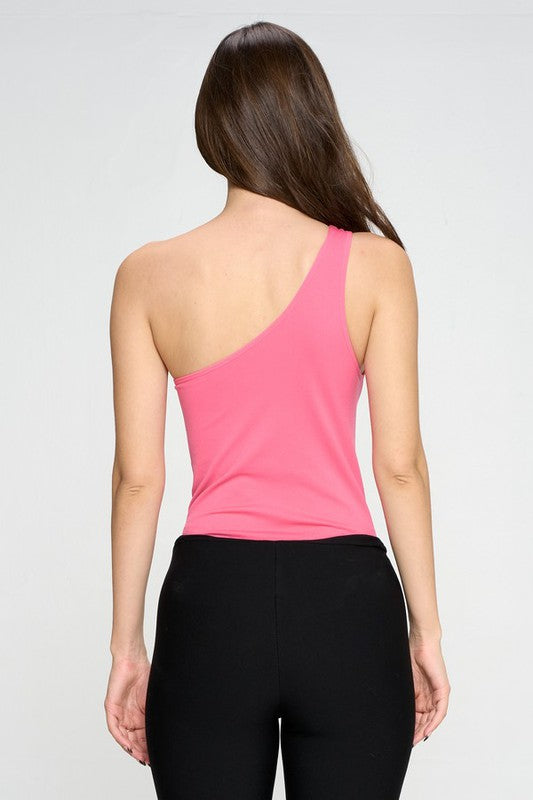 One Shoulder Asymmetrical Tank Bodysuit