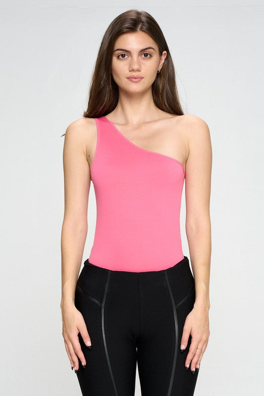 One Shoulder Asymmetrical Tank Bodysuit