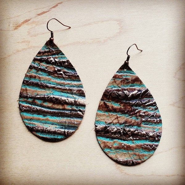 Leather Teardrop Earring-Chateau