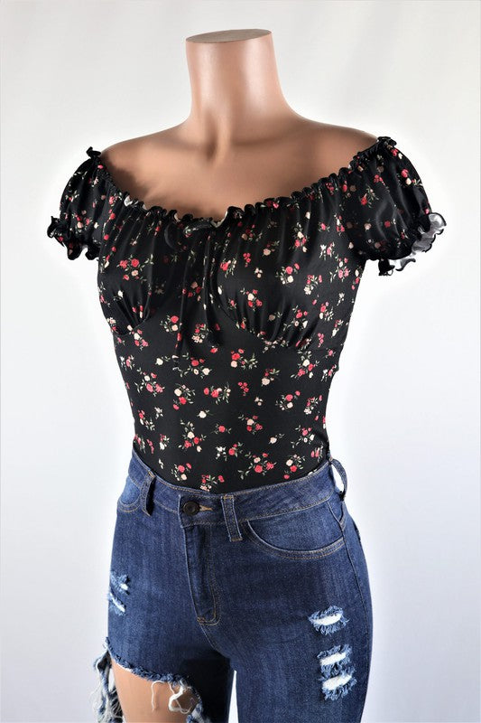 Off the shoulder floral bodysuit