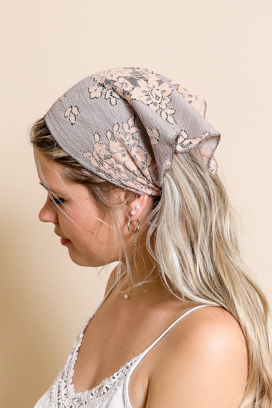 Bohemian Floral Lace Headscarf