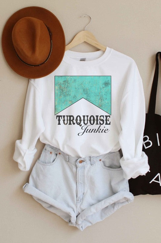 TURQUOISE JUNKIE GRAPHIC SWEATSHIRT