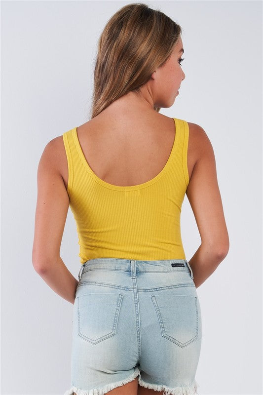 Mustard Yellow Ribbed Tank Top Bodysuit