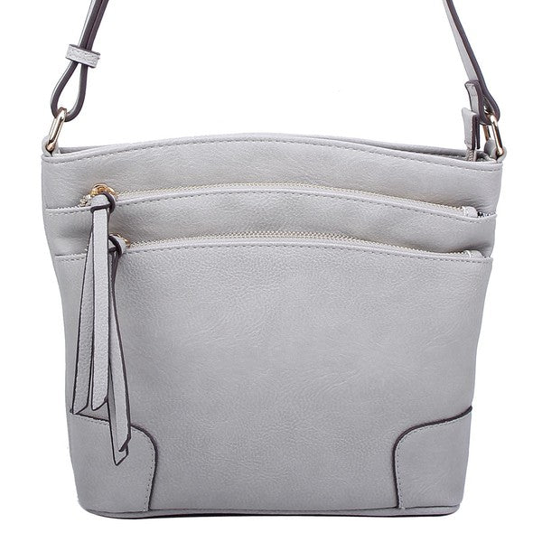 Fashion Multi Zip Pocket Crossbody Bag