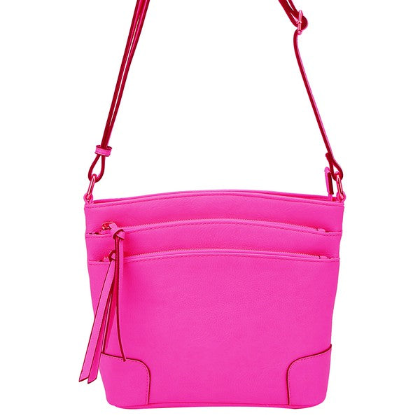 Fashion Multi Zip Pocket Crossbody Bag