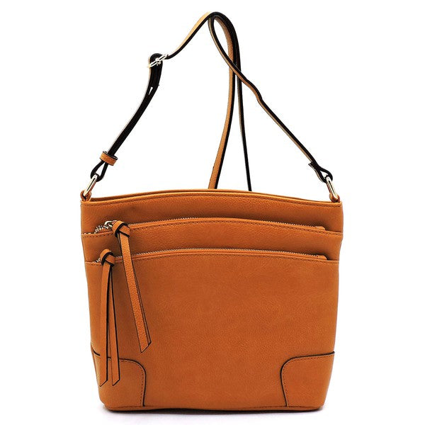 Fashion Multi Zip Pocket Crossbody Bag