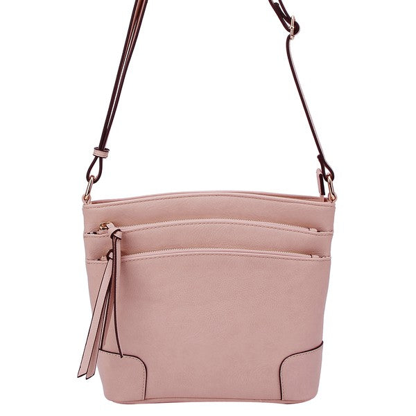 Fashion Multi Zip Pocket Crossbody Bag