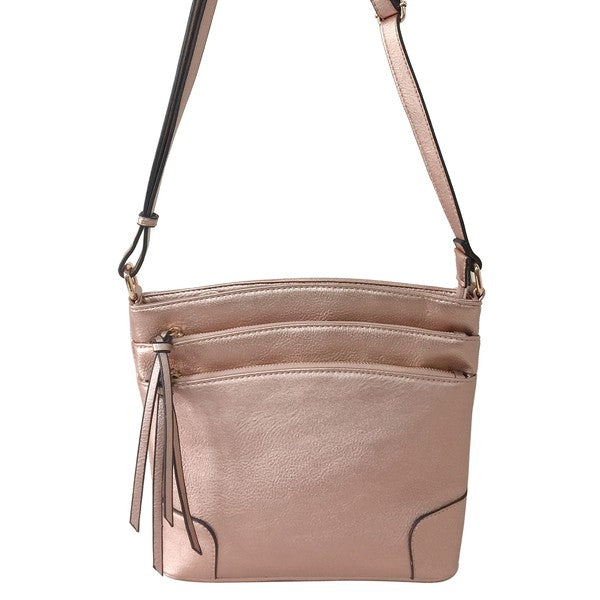 Fashion Multi Zip Pocket Crossbody Bag