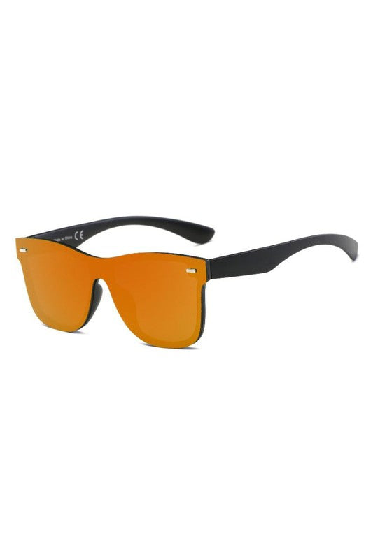 Flat Top Mirrored Rectangle Unisex Sunglasses