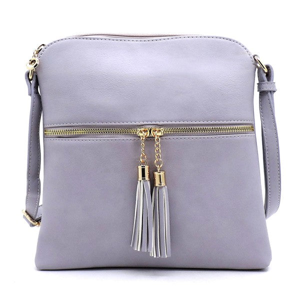 Fashion Zip Tassel Crossbody Bag