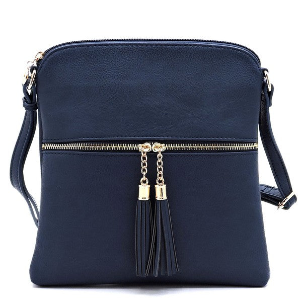 Fashion Zip Tassel Crossbody Bag