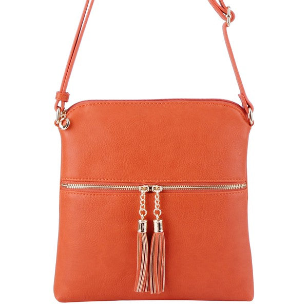 Fashion Zip Tassel Crossbody Bag