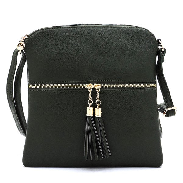 Fashion Zip Tassel Crossbody Bag