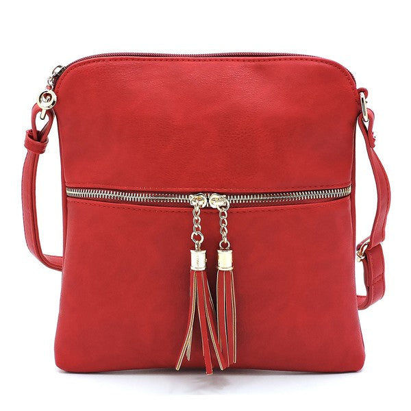 Fashion Zip Tassel Crossbody Bag