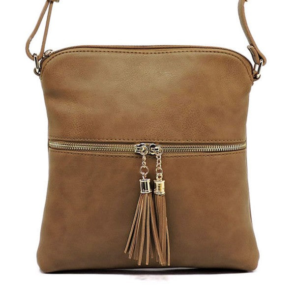 Fashion Zip Tassel Crossbody Bag