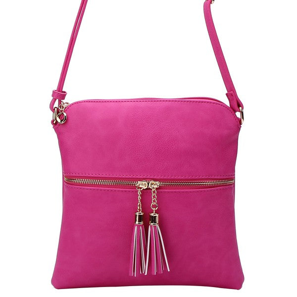 Fashion Zip Tassel Crossbody Bag