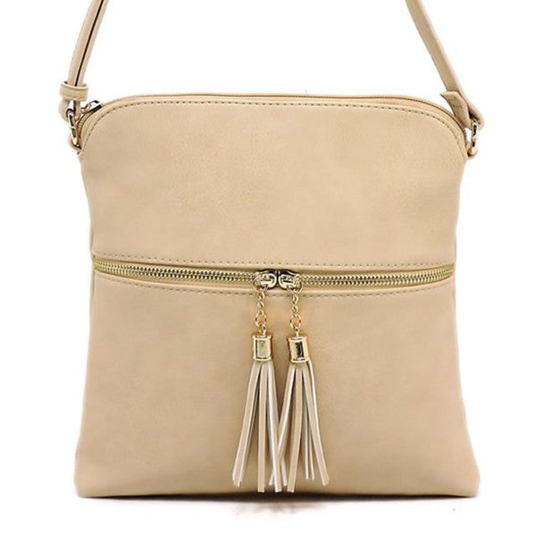 Fashion Zip Tassel Crossbody Bag