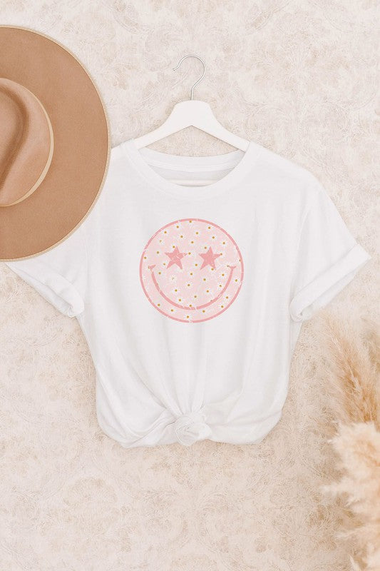 Floral Star Eyed Smiley Graphic Tee