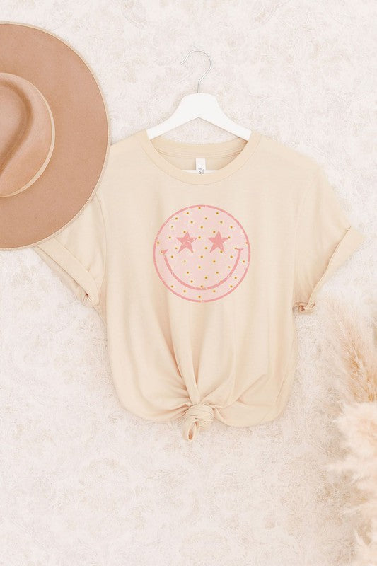 Floral Star Eyed Smiley Graphic Tee