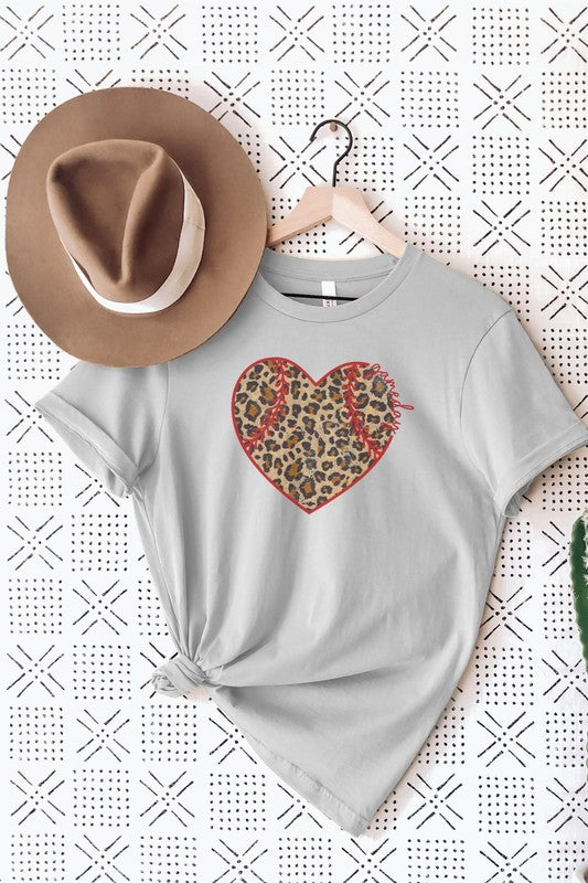 Baseball Leopard Heart Graphic Tee