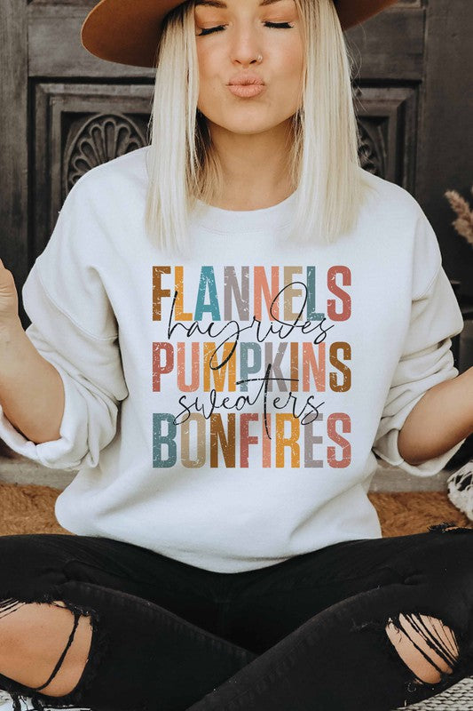 FLANNELS PUMPKINS BONFIRES GRAPHIC SWEATSHIRT