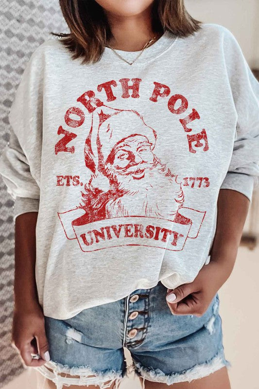 NORTH POLE UNIVERSITY GRAPHIC SWEATSHIRT