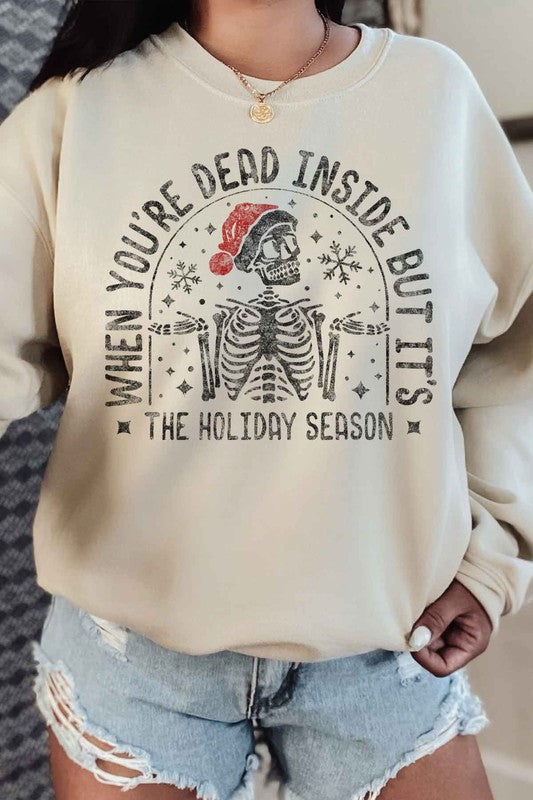 CHRISTMAS SKELETON GRAPHIC SWEATSHIRT