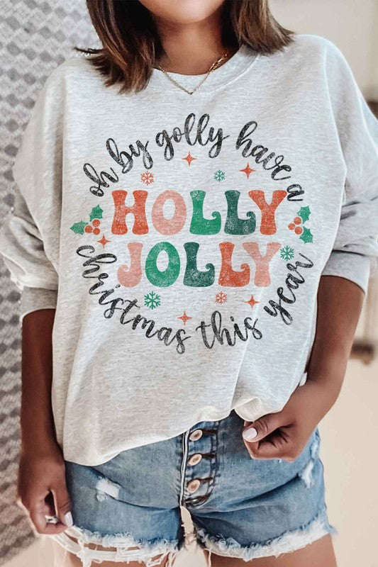 HOLLY JOLLY CHRISTMAS GRAPHIC SWEATSHIRT