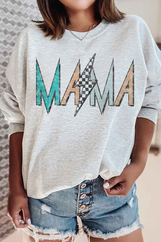 CHECKER LIGHTNING MAMA GRAPHIC SWEATSHIRT