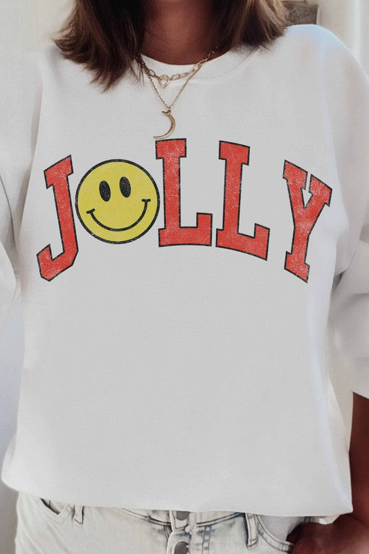 JOLLY SMILEY SWEATER GRAPHIC SWEATSHIRT