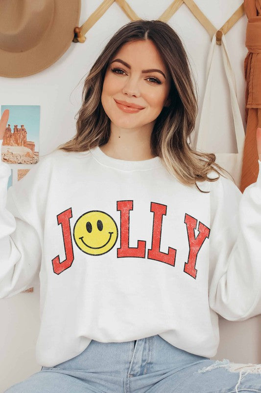 JOLLY SMILEY SWEATER GRAPHIC SWEATSHIRT