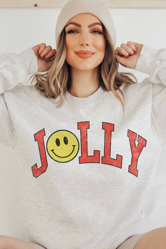 JOLLY SMILEY SWEATER GRAPHIC SWEATSHIRT