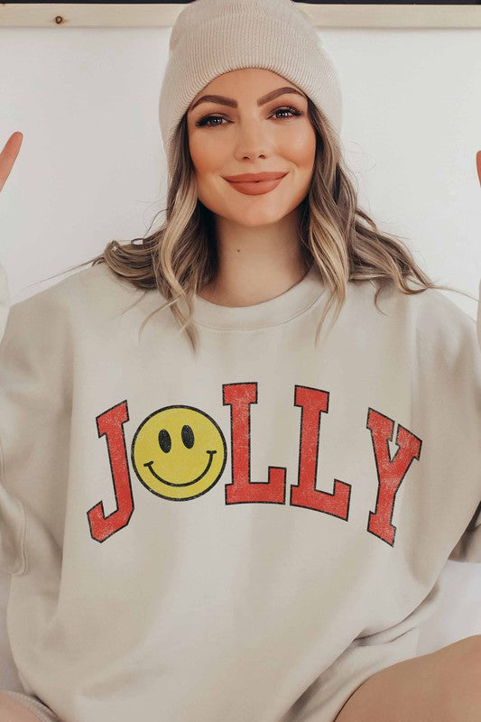 JOLLY SMILEY SWEATER GRAPHIC SWEATSHIRT