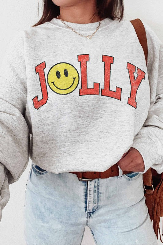 JOLLY SMILEY SWEATER GRAPHIC SWEATSHIRT