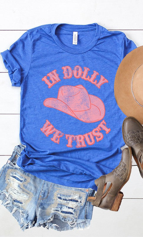 Retro In Dolly We Trust Hat Graphic Tee PLUS