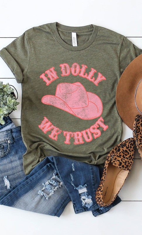 Retro In Dolly We Trust Hat Graphic Tee PLUS