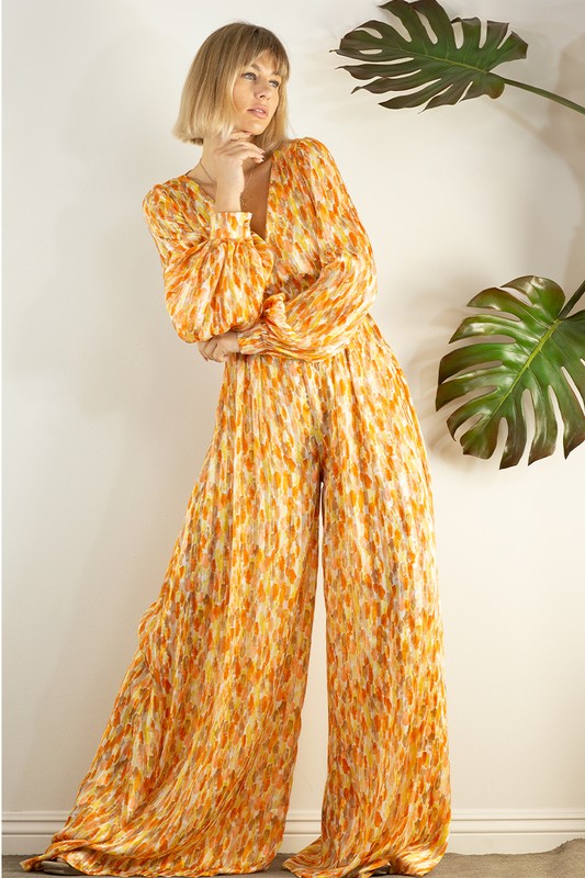 BACK OPEN WIDE PANTS JUMPSUIT