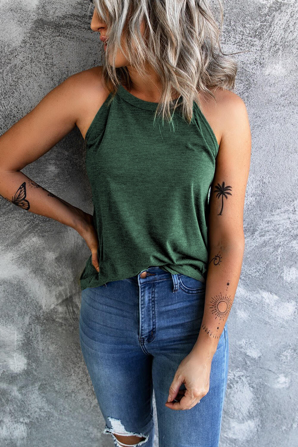 Curved Hem Grecian Tank Top - Wicked Felina Boutique