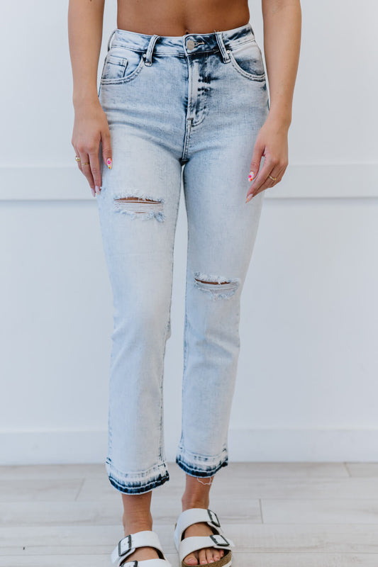 RISEN Full Size Stella Acid Wash Distressed Straight Jeans - Wicked Felina Boutique